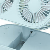 Desktop Double Blade Small Fan USB Mini Folding Desktop 2 Head Fan for Student Office Folding Dual Motor Blue In Australia - Darrahopens