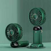 Folding Fan USB Digital Display Handheld Ergonomic Handle ABS PC Small Portable Fan for Outdoor Green 3000M with Aroma Piece and Lanyard In Australia - Darrahopens