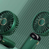 Folding Fan USB Digital Display Handheld Ergonomic Handle ABS PC Small Portable Fan for Outdoor Green 3000M with Aroma Piece and Lanyard In Australia - Darrahopens