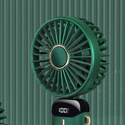 Folding Fan USB Digital Display Handheld Ergonomic Handle ABS PC Small Portable Fan for Outdoor Green 3000M with Aroma Piece and Lanyard In Australia - Darrahopens
