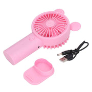 Handheld Fan Plastic USB Battery Dual Drive Built in Lithium Battery Mini Desk Fan for Summer Pink In Australia - Darrahopens