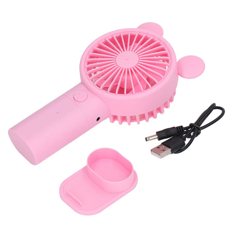 Handheld Fan Plastic USB Battery Dual Drive Built in Lithium Battery Mini Desk Fan for Summer Pink In Australia - Darrahopens