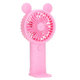 Handheld Fan Plastic USB Battery Dual Drive Built in Lithium Battery Mini Desk Fan for Summer Pink