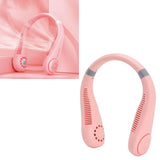 Bladeless Neck Fan Breathing Light 2400mah Rechargeable Hands Free Mini Neck Fan for Outdoor Travel Pink