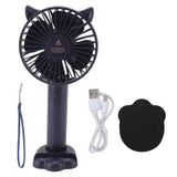 Hand Held Fan Portable USB Rechargeable Cute 3 Speed Wind Regulable ABS PC Battery Operated Fan for Travel Dark Blue
