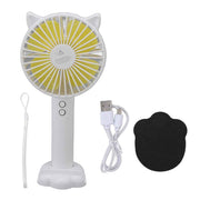 Hand Held Fan Portable USB Rechargeable Cute 3 Speed Wind Regulable ABS PC Battery Operated Fan for Travel White In Australia - Darrahopens