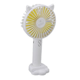 Hand Held Fan Portable USB Rechargeable Cute 3 Speed Wind Regulable ABS PC Battery Operated Fan for Travel White