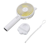 Hand Held Fan Portable USB Rechargeable Cute 3 Speed Wind Regulable ABS PC Battery Operated Fan for Travel White
