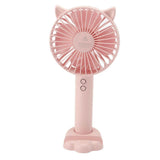 Hand Held Fan Portable USB Rechargeable Cute 3 Speed Wind Regulable ABS PC Battery Operated Fan for Travel Pink