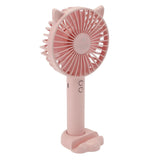 Hand Held Fan Portable USB Rechargeable Cute 3 Speed Wind Regulable ABS PC Battery Operated Fan for Travel Pink