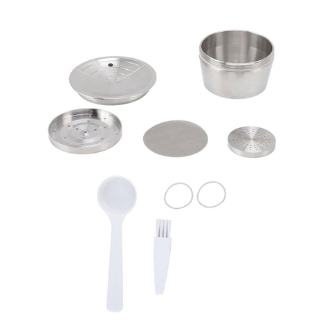 Stainless Steel Coffee Capsule Kit Reusable Filter Gasket Brush Spoon Powder Pressing Plate for EDG DG325