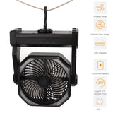 Camping Fan with LED Lantern 4 Levels 270 Degree Pivot Large Air Volume USB Rechargeable Outdoor Tent Fan with Light Hook Black