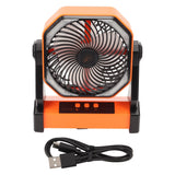Camping Fan with LED Lantern 4 Levels 270 Degree Pivot Large Air Volume USB Rechargeable Outdoor Tent Fan with Light Hook Orange In Australia - Darrahopens