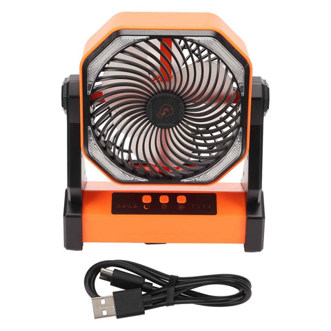 Camping Fan with LED Lantern 4 Levels 270 Degree Pivot Large Air Volume USB Rechargeable Outdoor Tent Fan with Light Hook Orange In Australia - Darrahopens