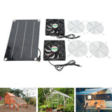 Solar Fan Portable Safe Environment Friendly Dual Exhaust Fan with Solar Panel for Pet House DC 12V