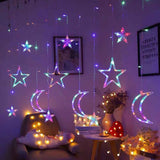 Star Moon Curtain String Lights LED Lamp Add Romantic Ambience Window Curtain Lights for Bedroom Living Room Shop Color In Australia - Darrahopens