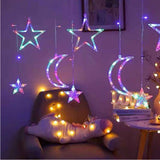 Star Moon Curtain String Lights LED Lamp Add Romantic Ambience Window Curtain Lights for Bedroom Living Room Shop Color In Australia - Darrahopens