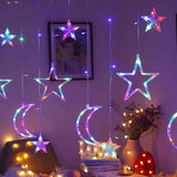 Star Moon Curtain String Lights LED Lamp Add Romantic Ambience Window Curtain Lights for Bedroom Living Room Shop Color In Australia - Darrahopens