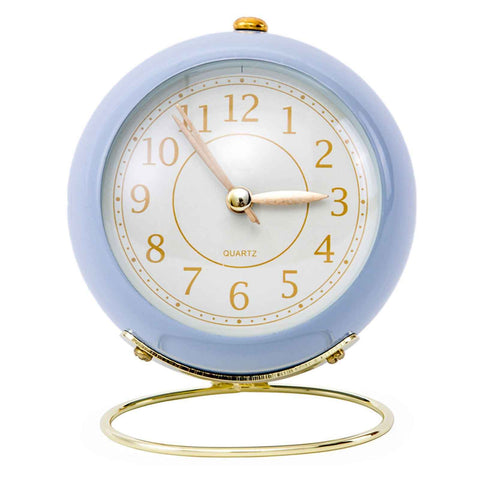 European Style Metal Clock Ingenious Mute Round Children Electronic Quartz Alarm Clock for Living Room Bedroom Purple In Australia - Darrahopens