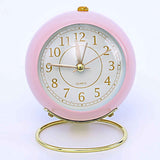 European Style Metal Clock Ingenious Mute Round Children Electronic Quartz Alarm Clock for Living Room Bedroom Pink In Australia - Darrahopens