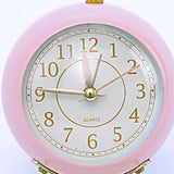 European Style Metal Clock Ingenious Mute Round Children Electronic Quartz Alarm Clock for Living Room Bedroom Pink In Australia - Darrahopens