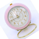 European Style Metal Clock Ingenious Mute Round Children Electronic Quartz Alarm Clock for Living Room Bedroom Pink In Australia - Darrahopens