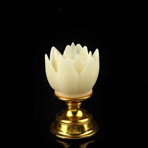 LED Lotus Lamp Colorful LED Soft Natural Light Lifelike Safe Odorless Durable Buddha Lamp for Bedroom Office Living Room Beige In Australia - Darrahopens