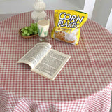 Desk Tablecloth Plaid Table Cover Linen Cotton Backdrop Dustproof Home Decoration for Office Dormitory Pink 100x150cm / 39.4x59.1in In Australia - Darrahopens