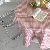Desk Tablecloth Plaid Table Cover Linen Cotton Backdrop Dustproof Home Decoration for Office Dormitory Pink 100x150cm / 39.4x59.1in In Australia - Darrahopens
