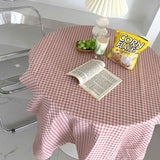 Desk Tablecloth Plaid Table Cover Linen Cotton Backdrop Dustproof Home Decoration for Office Dormitory Pink 100x150cm / 39.4x59.1in In Australia - Darrahopens