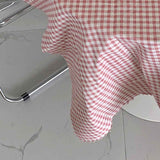 Desk Tablecloth Plaid Table Cover Linen Cotton Backdrop Dustproof Home Decoration for Office Dormitory Pink 150x150cm / 59.1x59.1in In Australia - Darrahopens