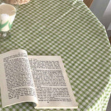 Desk Tablecloth Plaid Table Cover Linen Cotton Backdrop Dustproof Home Decoration for Office Dormitory Green 70x70cm / 27.6x27.6in In Australia - Darrahopens