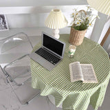 Desk Tablecloth Plaid Table Cover Linen Cotton Backdrop Dustproof Home Decoration for Office Dormitory Green 150x150cm / 59.1x59.1in In Australia - Darrahopens