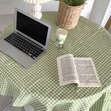 Desk Tablecloth Plaid Table Cover Linen Cotton Backdrop Dustproof Home Decoration for Office Dormitory Green 150x150cm / 59.1x59.1in In Australia - Darrahopens