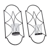 2Pcs Wall Mounted Candle Holder Iron Glass Sconces Decoration Accessories for Living Room Bedroom Black In Australia - Darrahopens