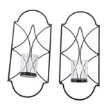 2Pcs Wall Mounted Candle Holder Iron Glass Sconces Decoration Accessories for Living Room Bedroom Black In Australia - Darrahopens