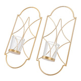 2Pcs Wall Mounted Candle Holder Iron Glass Sconces Decoration Accessories for Living Room Bedroom Gold In Australia - Darrahopens