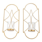 2Pcs Wall Mounted Candle Holder Iron Glass Sconces Decoration Accessories for Living Room Bedroom Gold In Australia - Darrahopens