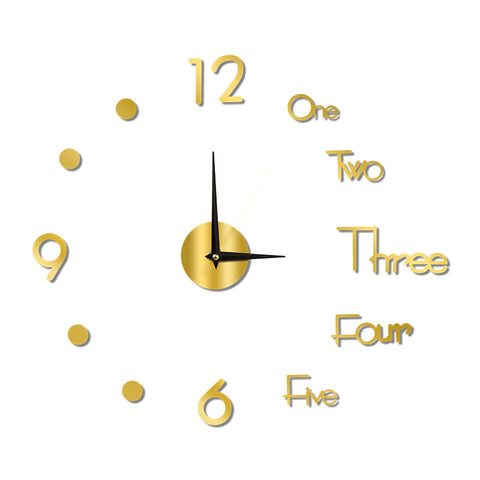 Night Light Wall Clock Frameless Decorative Luminous Silent Clock for Living Room Bedroom Gold Large 130cm/51.18in