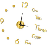 Night Light Wall Clock Frameless Decorative Luminous Silent Clock for Living Room Bedroom Gold Large 130cm/51.18in
