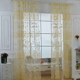 Sheer Curtain Innovative Elegant Translucent Floral Voile Drapes for Living Room Study Room Bedroom Yellow 100x250cm / 39.4x98.4in (Hooks) In Australia - Darrahopens