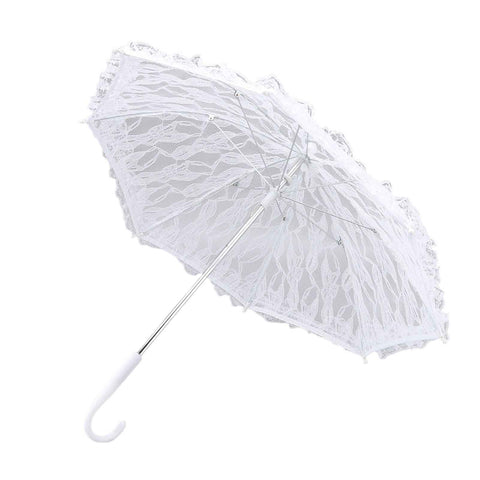 White Lace Parasol Umbrella J Handle Elegant Appearance Bridal Lace Umbrella for Wedding Party Decorations Prom In Australia - Darrahopens