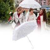 White Lace Parasol Umbrella J Handle Elegant Appearance Bridal Lace Umbrella for Wedding Party Decorations Prom