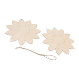 2pcs Wooden Flower Cutouts DIY Lotus Shape Unfinished Wooden Cutouts Home Garden Wood Chip Decor Pendant with 2 Hemp Rope