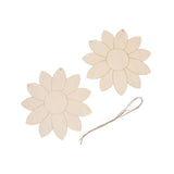 2pcs Wooden Flower Cutouts DIY Lotus Shape Unfinished Wooden Cutouts Home Garden Wood Chip Decor Pendant with 2 Hemp Rope