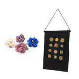 Brooch Storage Hanging Flag Multi Purpose Stylish Classic Pin Collection Organizers Banners for Home Office Dorm Black S 35x22.5cm 25cm(wooden Stick)