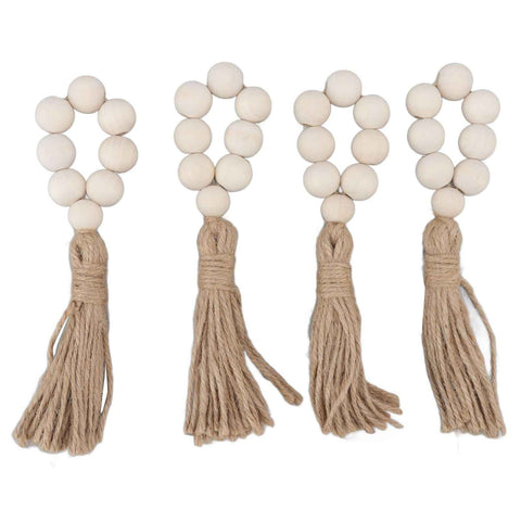 Napkin Ring Decorative Elegant Wood Beads Table Napkin Holder with Tassels for Party Wedding Home 4pcs In Australia - Darrahopens