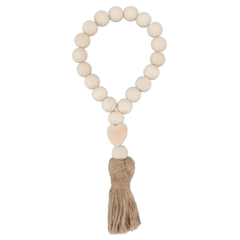 Farmhouse Beads Natural Hand Made DIY Multipurpose Wood Beads Garland with Tassels for Farmhouse Boho Country Decor