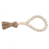 Farmhouse Beads Natural Hand Made DIY Multipurpose Wood Beads Garland with Tassels for Farmhouse Boho Country Decor