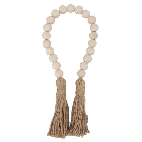 Natural Wood Bead Garland Hand Made Wall Hanging Bead Decoration with Tassels for Gifts Ornaments In Australia - Darrahopens